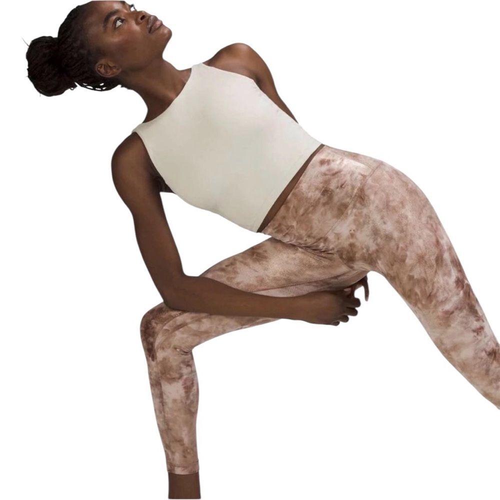 Lululemon Align High Rise Legging Shine Diamond Dye Misty Shell Cacao Womens 2